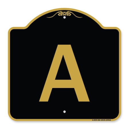 Signmission Designer Series Sign-Sign W/ Letter A, Black & Gold Aluminum Sign, 18" x 18", BG-1818-22964 A-DES-BG-1818-22964
